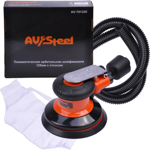 Пневматическая орбитальная шлифмашина AV Steel 125 мм с отсосом AV-701335 фото 3