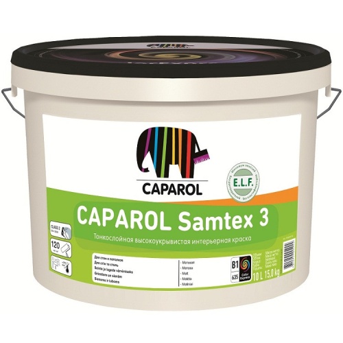 Краска интерьерная Caparol Samtex 3 BAS 1 глубокоматовая 10 л Краска интерьерная Caparol Samtex 3 BAS 1 глубокоматовая 10 л