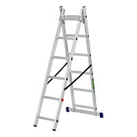 Лестница, 2 х 6 ступеней, алюминиевая, двухсекционная, Сибртех