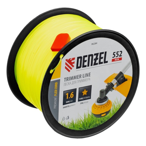 Леска для триммера звезда, 1,6мм х 552м, на DIN катушке FLEX CORD,  Denzel