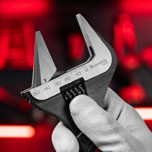 Ключ разводной, тонкие губки, фосфатированный, двухкомпонентная рукоятка, 250 мм, PRO Matrix фото 5