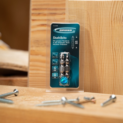 Набор бит двухстор., PH2-PH2х45мм, PZ2-PZ1х45мм, сталь S2, 2 шт. Gross фото 9