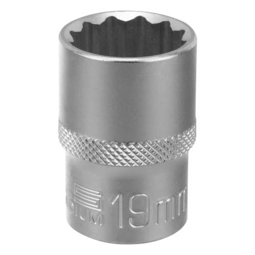 Головка торцевая, 19 мм, двенадцатигранная, CrV, под квадрат 1/2, хромированная Stels фото 2