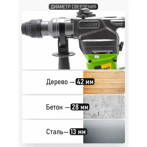 Перфоратор электрический сетевой PROCRAFT Universal BH1750 фото 5 Перфоратор электрический сетевой PROCRAFT Universal BH1750 фото 5