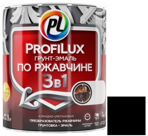 Грунт-эмаль Profilux 3 в 1 по ржавчине черная 1,9 кг