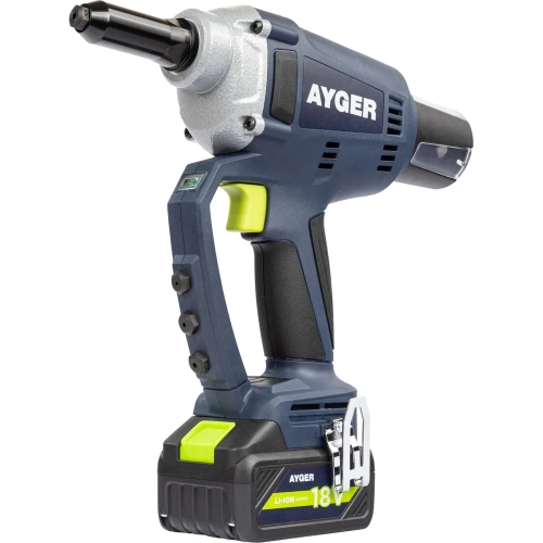 Заклёпочник аккумуляторный AYGER с одним аккумулятором 4Ah AP100 фото 6 Заклёпочник аккумуляторный AYGER с одним аккумулятором 4Ah AP100 фото 6