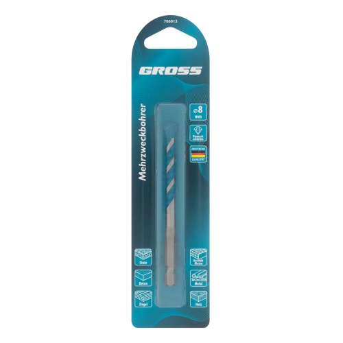 Сверло универсальное, Multipurpose PRO, 6-гр. хвостовик, 8мм Gross фото 4