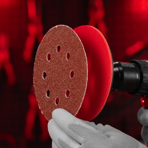 Круг абразивный на ворсовой подложке под "липучку", перфорированный, P 40, 125 мм, 5 шт Matrix фото 7