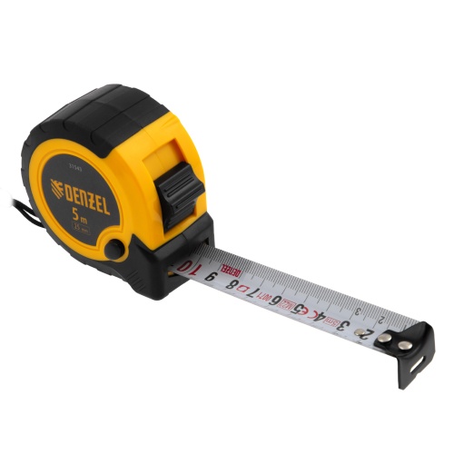 Рулетка 5м х 25мм, двухкомп. корпус, кнопка-пауза Denzel фото 4