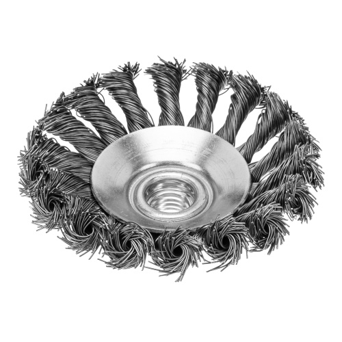 Щетка для УШМ, 100 мм, М14, "тарелка", крученая проволока 0.5 мм Matrix фото 2