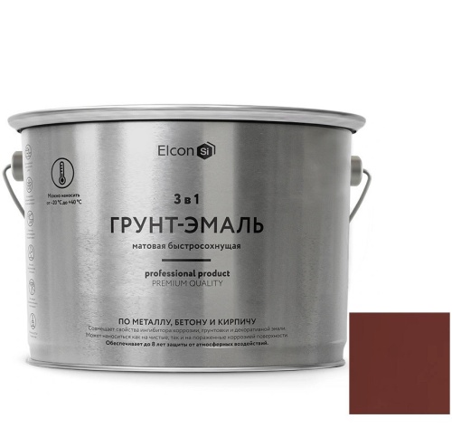 Грунт-эмаль по ржавчине Elcon 3 в 1 матовая Ral 3009 красно-коричневая 2 кг