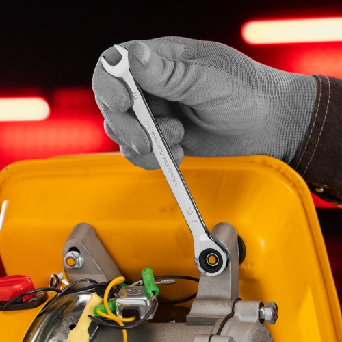 Ключ комбинированный трещоточный, 10 мм, CrV, зеркальный хром Matrix Professional фото 7