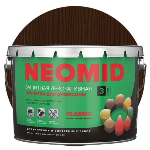 Пропитка для древесины Neomid Bio Color Classic Палисандр 9 л Пропитка для древесины Neomid Bio Color Classic Палисандр 9 л