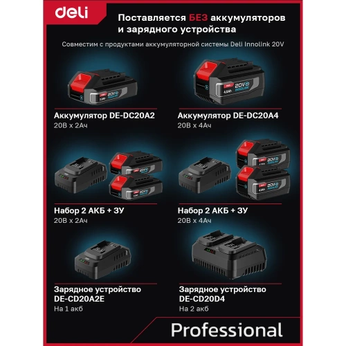 Профессиональный бесщеточный аккумуляторный шуруповерт DE-DZ20-2 (Без АКБ и ЗУ, 13мм, 70Нм, картон) DELI 164329 фото 9 Профессиональный бесщеточный аккумуляторный шуруповерт DE-DZ20-2 (Без АКБ и ЗУ, 13мм, 70Нм, картон) DELI 164329 фото 9