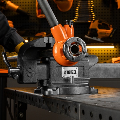 Тиски слесарные BVH-200, 200 мм, поворотные, стальная направляющая, с наковальней //Denzel фото 38