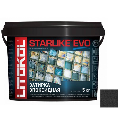 Затирка эпоксидная для швов Litokol Starlike Evo S.145 Nero Carbonio 5 кг
