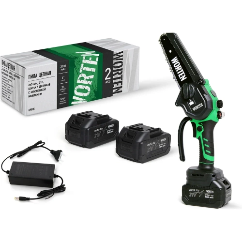 Пила цепная WORTEN 2x3.0Ач 21В шина 6 дюймов с автоматической подачей масла  IM КА-90000598 фото 3