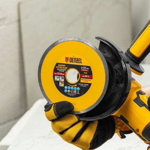 Диск алмазный, отрезной сплошной, 125 х 22.2 мм, мокрая резка Denzel фото 6