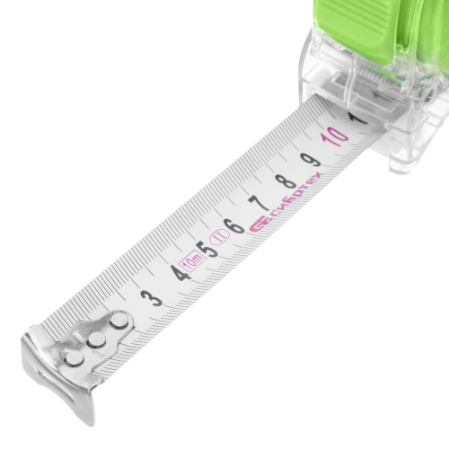 Рулетка Кварц,прозрачный корпус,амортизатор,10 м х 25 мм Сибртех фото 6