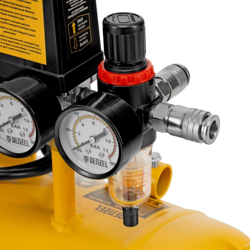 Компрессор безмасляный, малошумный DLS 1800/100,1800 Вт, 3x600, 100 л, 345 л/мин Denzel фото 18