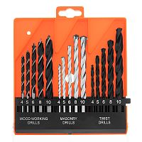Набор сверл по бетону, металлу, дереву 4-5-6-8-10 мм, 15 шт, пластиковый бокс, цилиндрический хвостовик Sparta