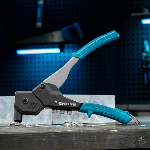 Заклепочник ручной GROSS 290 мм, поворотный, 0-360, заклепки 2, 4-3, 2-4, 0-4, 8 мм. 40418 фото 7