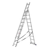 Лестница, 3 х 10 ступеней, алюминиевая, трехсекционная, Сибртех