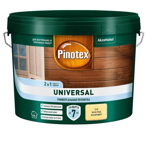 Пропитка 2 в 1 Pinotex Universal База CLR под колеровку 9 л