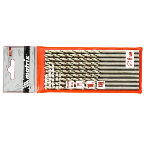 Сверло по металлу, 6 х 139 мм, полированное, удл, HSS, 10 шт, цилиндрический хвостовик Matrix фото 4