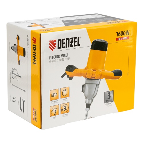 Миксер строительный EM-1-1600, 1600 Вт, 180-460/300-750 об/мин Denzel фото 6