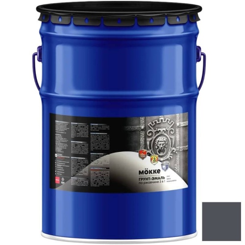 Грунт-эмаль алкидно-уретановая Mokke 13594 3 в 1 RAL 7024 графитовый серый 20 кг Грунт-эмаль алкидно-уретановая Mokke 13594 3 в 1 RAL 7024 графитовый серый 20 кг