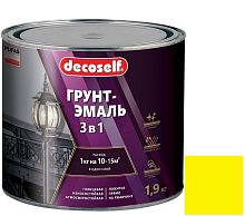 Грунт-эмаль Pufas Decoself 3 в 1 глянцевая жёлтая 1,9 кг