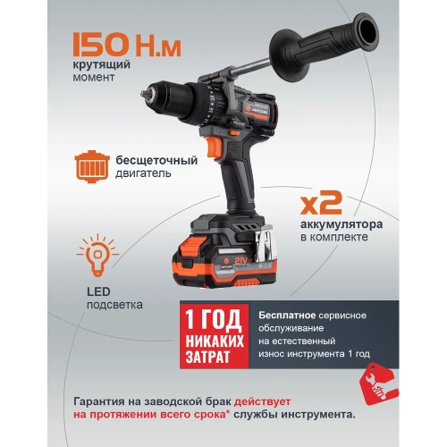 Бесщеточная ударная дрель-шуруповерт Anycons 150Нм, 21В, 2 акб, AC-ID21092 RB-DB2109 фото 5 Бесщеточная ударная дрель-шуруповерт Anycons 150Нм, 21В, 2 акб, AC-ID21092 RB-DB2109 фото 5