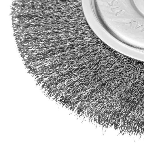 Щетка для УШМ, 200 мм, посадка 22.2 мм, плоская, витая проволока 0.3 мм Сибртех фото 5