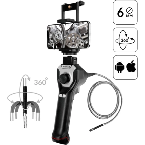 Управляемый видеоэндоскоп iCarTool USB, 1Мп, 1280x720, 1м, 6мм зонд, поворот камеры 4х360° IC-V106AW Управляемый видеоэндоскоп iCarTool USB, 1Мп, 1280x720, 1м, 6мм зонд, поворот камеры 4х360° IC-V106AW
