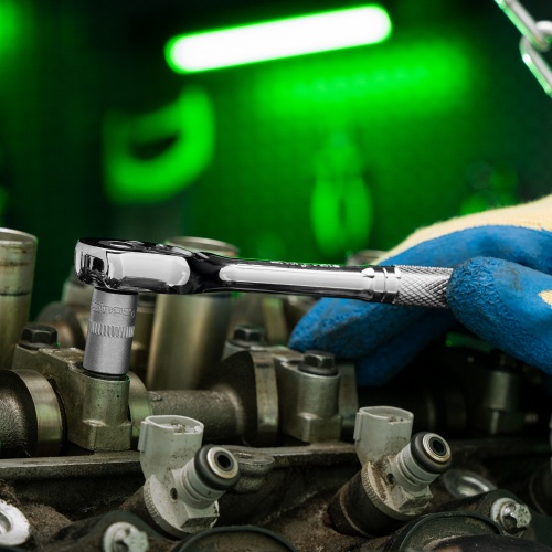 Ключ-трещотка 1/4", 45 зубьев, цельнометаллический, с быстрым сбросом, CrV, хром Сибртех фото 14