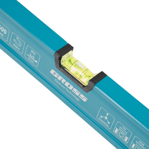 Уровень алюминиевый, магнит., фрезерованный, 3 глазка, 0,5 мм/м, 600 мм Gross фото 4