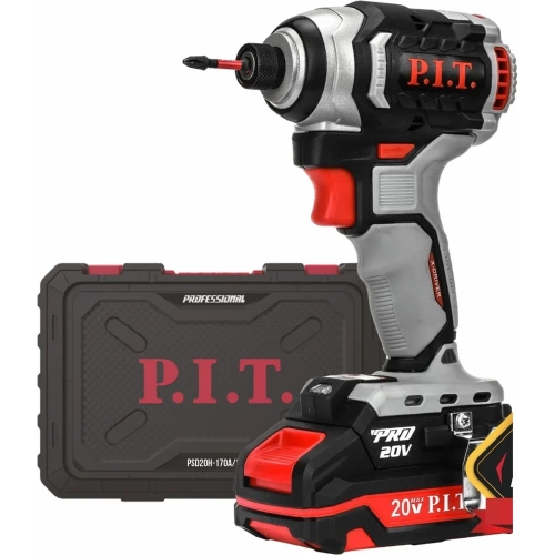 Винтоверт P.I.T. IMPACT аккумуляторный бесщёточный, 20В, 170Нм, 3ск, HEX 1/4, 2х2Ач, ЗУ,кейс PSD20H-170A/2