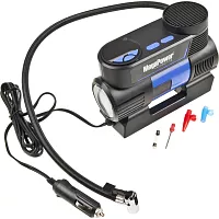 Поршневой компрессор MEGAPOWER 150PSI 20 л/мин, цифровой манометр, автоматический фиксатор давления, 12A, 12V, с LED-фонарём M-53017