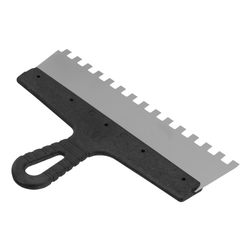 Шпатель из нержавеющей стали, 300 мм, зуб 10 х 10 мм, пластмассовая ручка Сибртех фото 2 Шпатель из нержавеющей стали, 300 мм, зуб 10 х 10 мм, пластмассовая ручка Сибртех фото 2