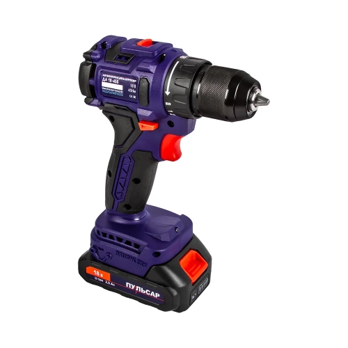 Аккумуляторная безударная дрель ПУЛЬСАР ДА 18-45Б 18 В, 45 Hm, Li-on, BL-мотор, 2,0 Ah, 2 аккумулятора, кейс 916-974 фото 3 Аккумуляторная безударная дрель ПУЛЬСАР ДА 18-45Б 18 В, 45 Hm, Li-on, BL-мотор, 2,0 Ah, 2 аккумулятора, кейс 916-974 фото 3
