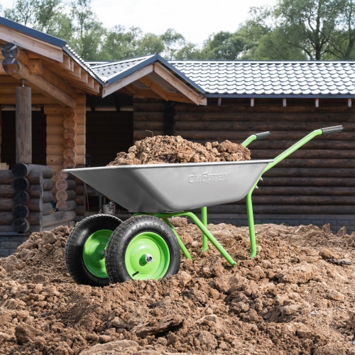 Тачка садовая, 2-х колесная, грузоподъемность 120 кг, объем 65 л Сибртех фото 15