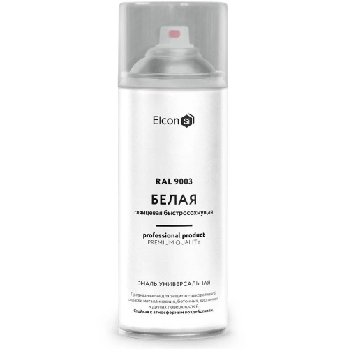Эмаль аэрозоль акриловая универсальная Elcon белая глянцевая 520 мл RAL 9003