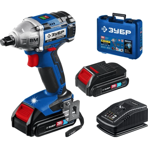 Бесщеточный гайковерт ЗУБР Профессионал 20 В, 2 АКБ, 2 Ач, в кейсе GB-250-22 фото 3