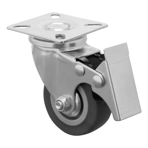 Колесо поворотное с тормозом D 50 мм, крепление  платформенное Сибртех фото 2