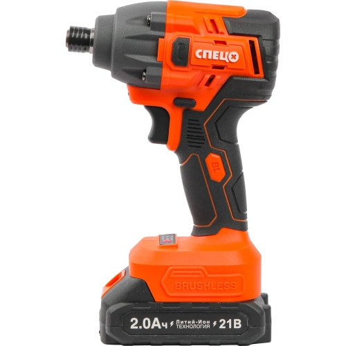 Набор Шуруповерт ударный Спец БИА-21-Б, (бесщеточный двигатель),21В,2аккум *2,0Ач,скорость0-3000 об/ми, частота ударов 0-4200 уд/мин,макс крут момент 220Нм, подсведка,зарядка 4ч,кейс, цв.кор + перчатки СПЕЦ-4132/ВС-136-0272 фото 5