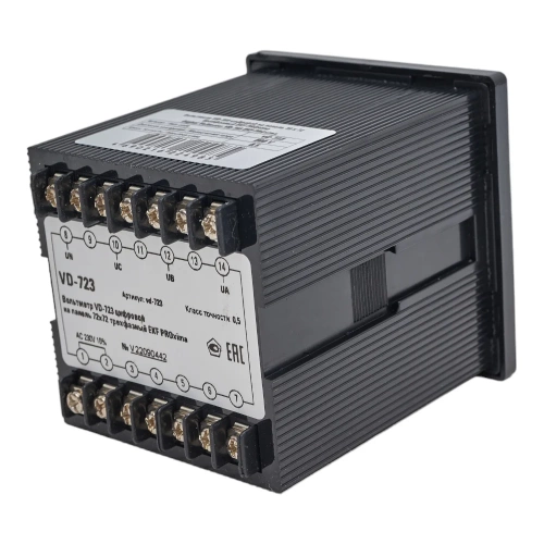 Цифровой вольтметр EKF PROxima на панель, 72х72, трехфазный vd-723 фото 6