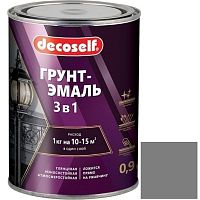 Грунт-эмаль Pufas Decoself 3 в 1 матовая серая 0,9 кг