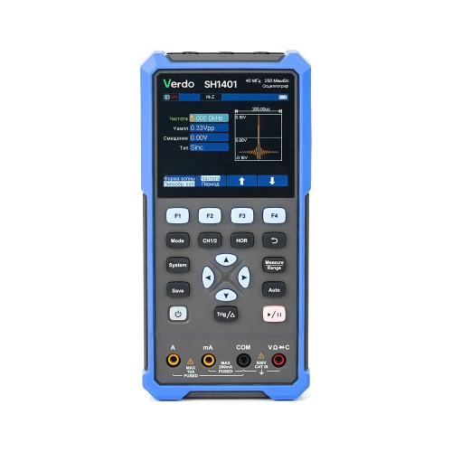 Осциллограф-мультиметр VERDO SH1401 40 МГц, 2 аналоговых канала, 250Мвыб/с, 8 КБ, встр. мультиметр (TrueRMS), 20000 отсчетов, независимые входы), USB-С, цветной дисплей 3,5 SH140100 фото 6