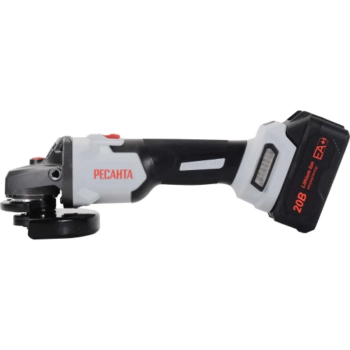 Углошлифовальная машина аккумуляторная Ресанта АУШМ-125/20Li-R (в комплекте 1 АКБ и ЗУ) ЕА+ в кейсе 75/12/26 фото 3